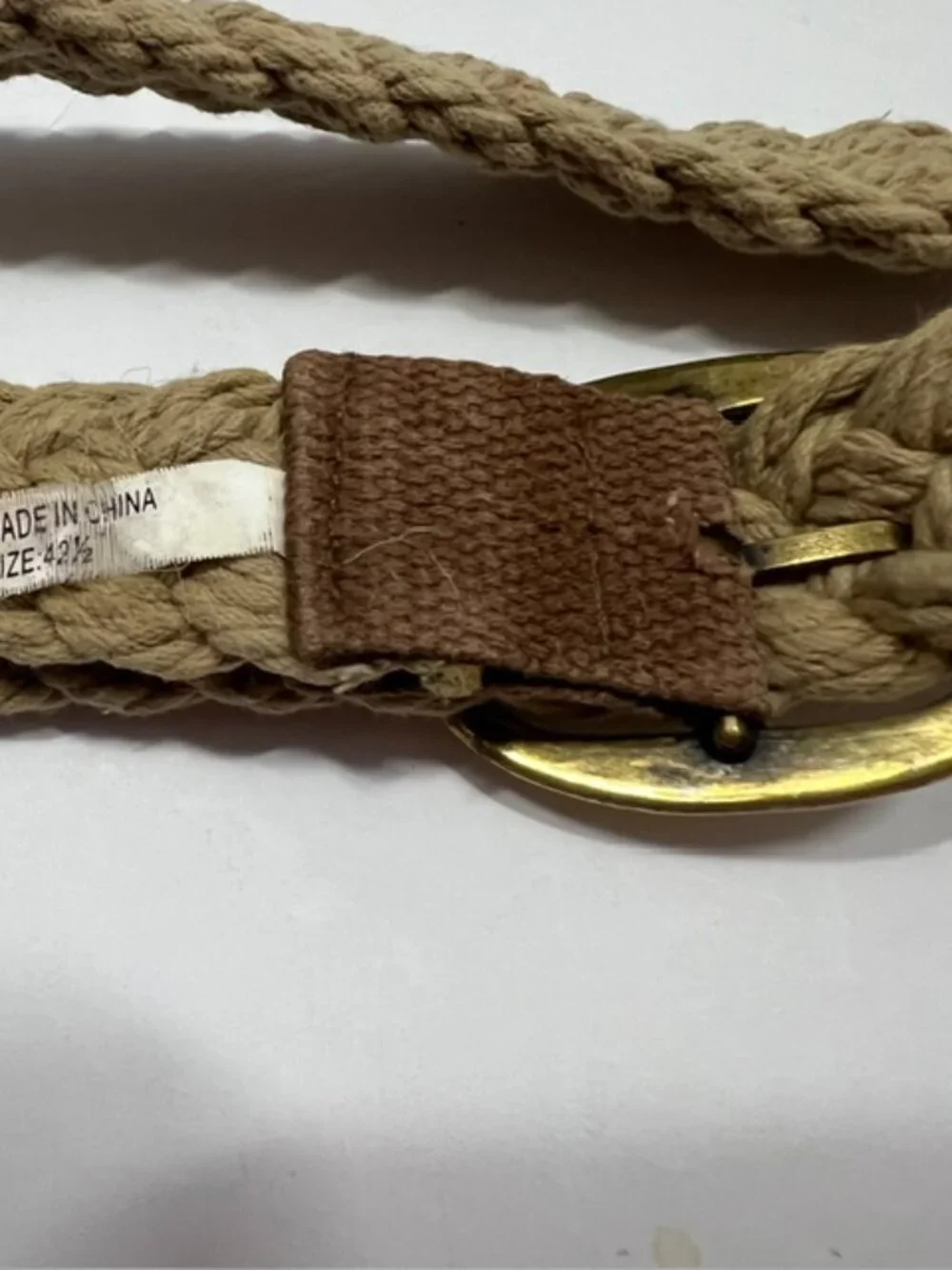 Women's Braided Jute Belt with brass buckle Size 42.5
